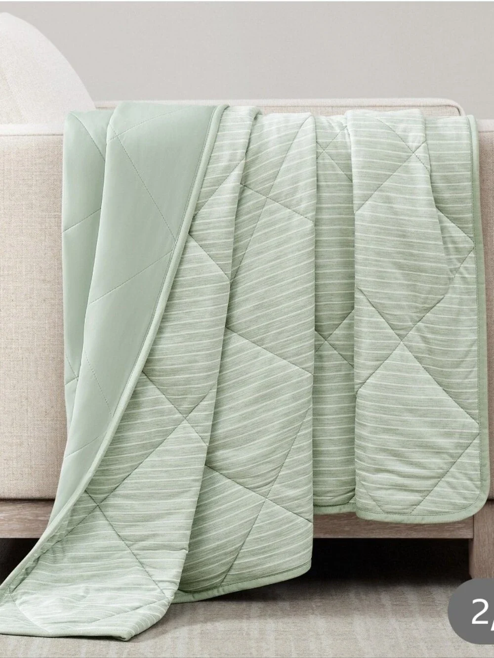 (Ew)Cooling Throw Lightweight Mint Green  Stripe Throw